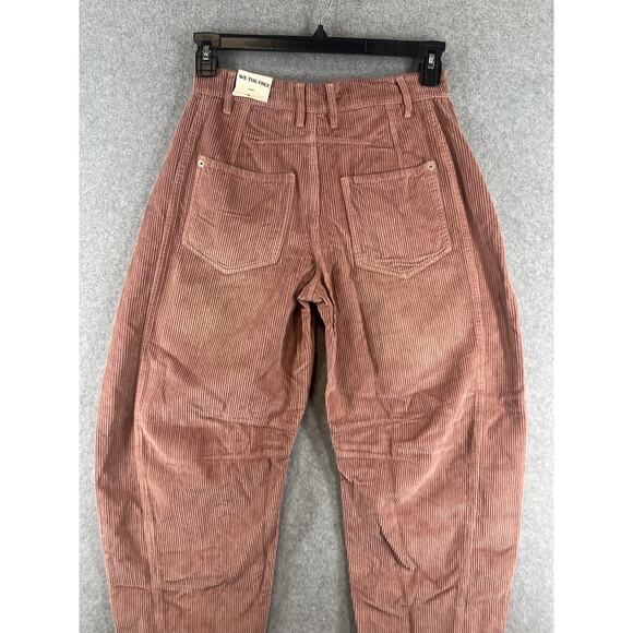 Free People We The Free Good Luck Barrel Corduroy Jeans Withered Rose Size 25 - Picture 6 of 10